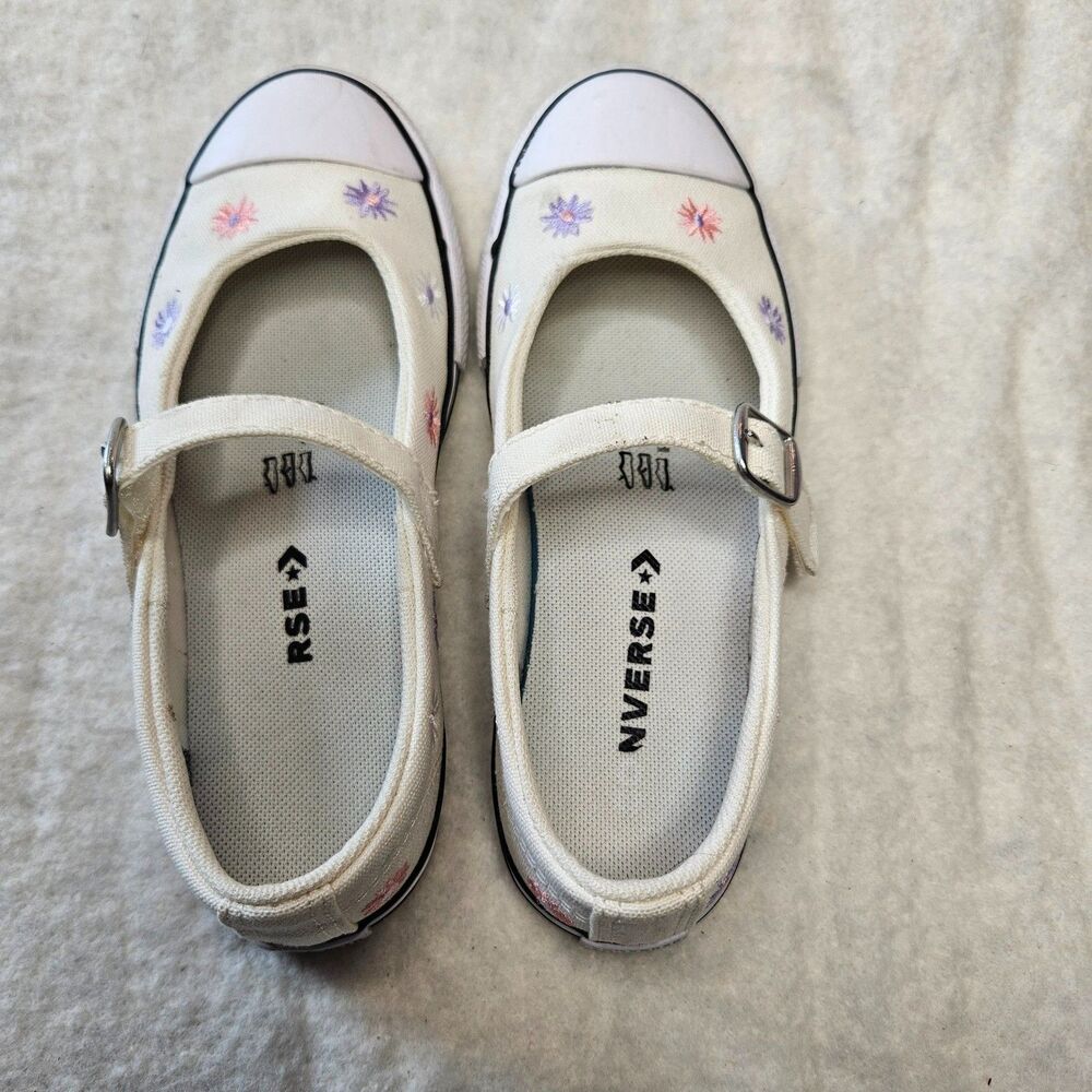 Girl's Converse Dainty Flowers Mary Jane Sneakers Size 13 Cream